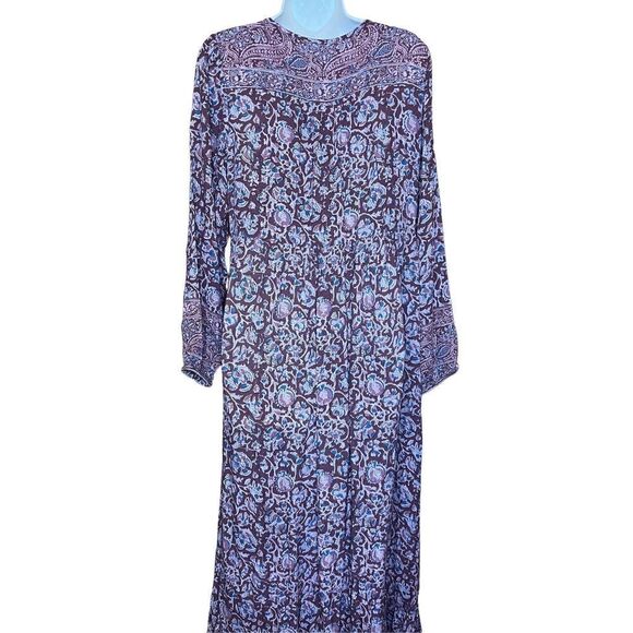 Faherty Toluca Tiered Long Sleeve Dress in Merlot Bordeaux Floral NWOT Size Medi - Picture 5 of 8
